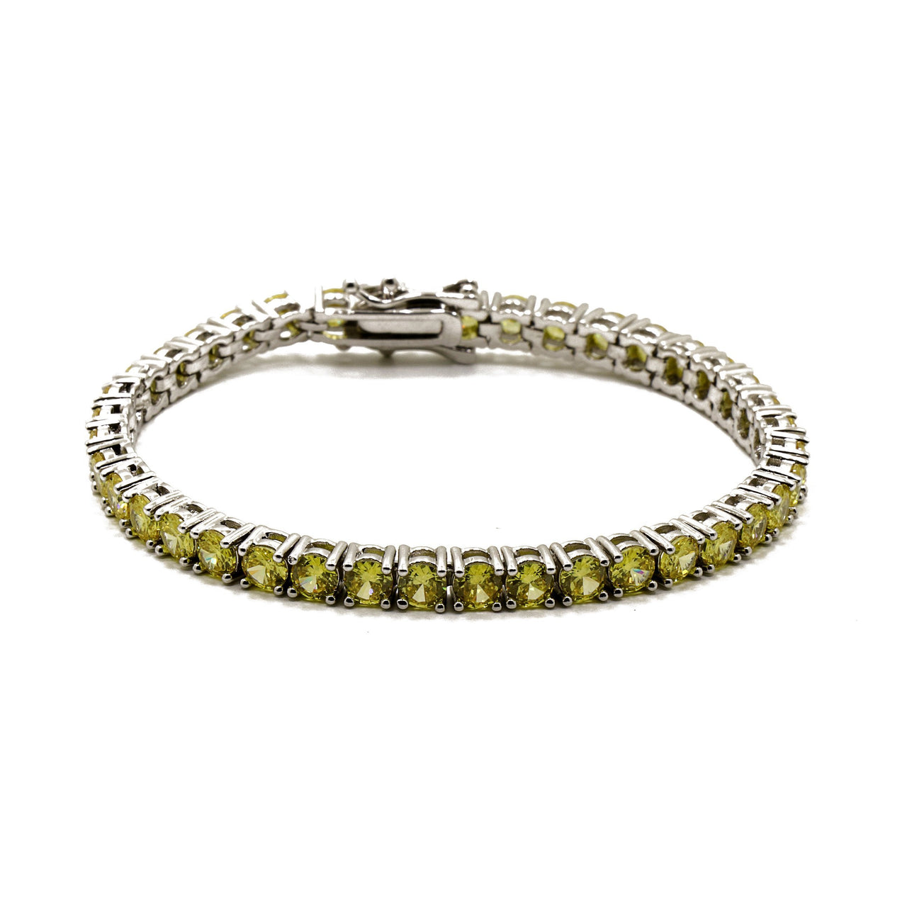 Tennis Bracelet Yellow Silver 17Cm