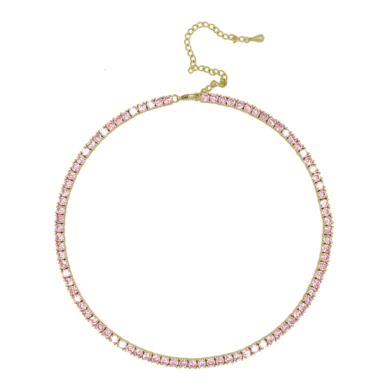 Tennis Necklace Light Pink Gold