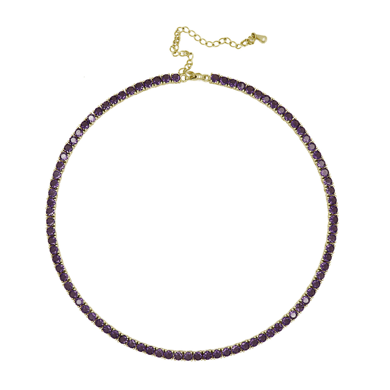 Tennis Necklace Amethyst Gold