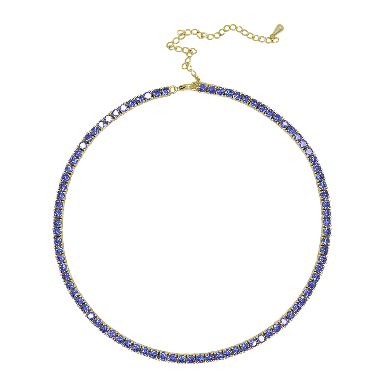 Tennis Necklace Ocean Blue Gold