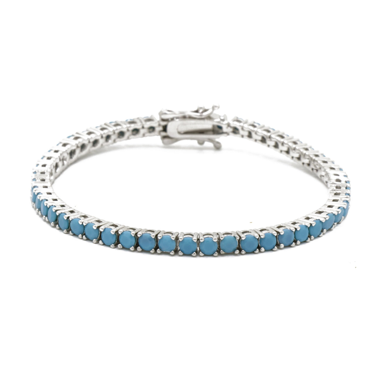 Gigi Tennis Bracelet Turquoise 3mm Silver