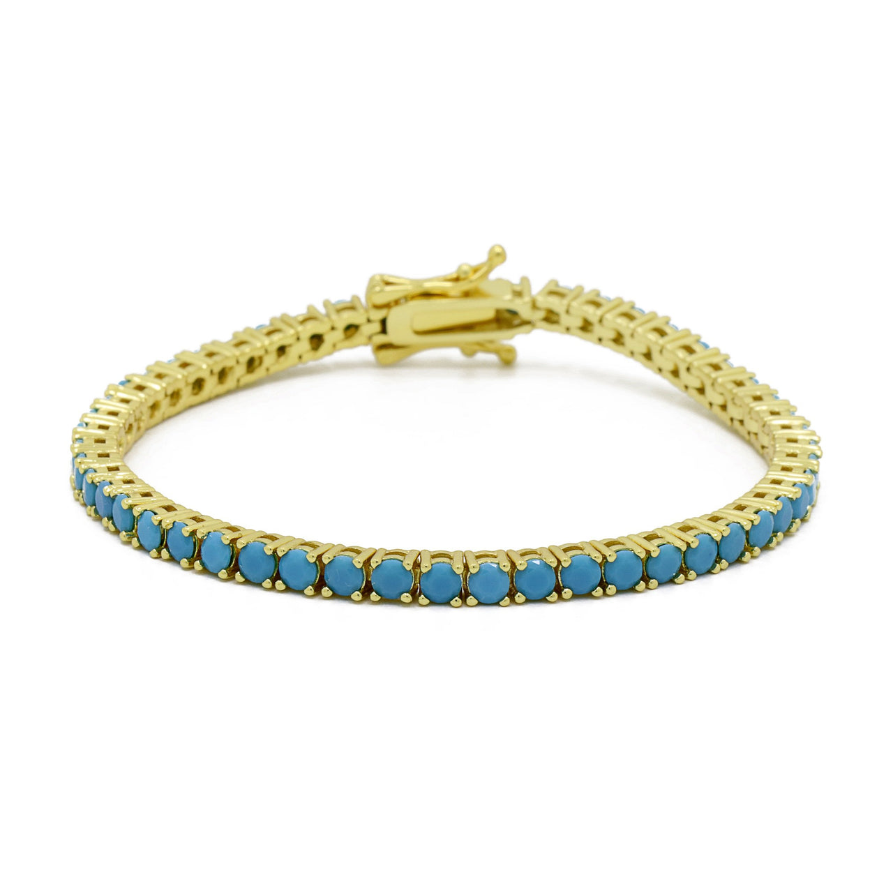 Gigi Tennis Bracelet Turquoise 3mm Gold