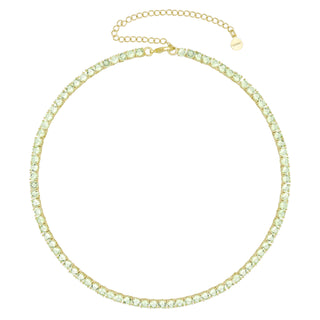 Gigi Tennis Necklace Light Green Gold 4mm