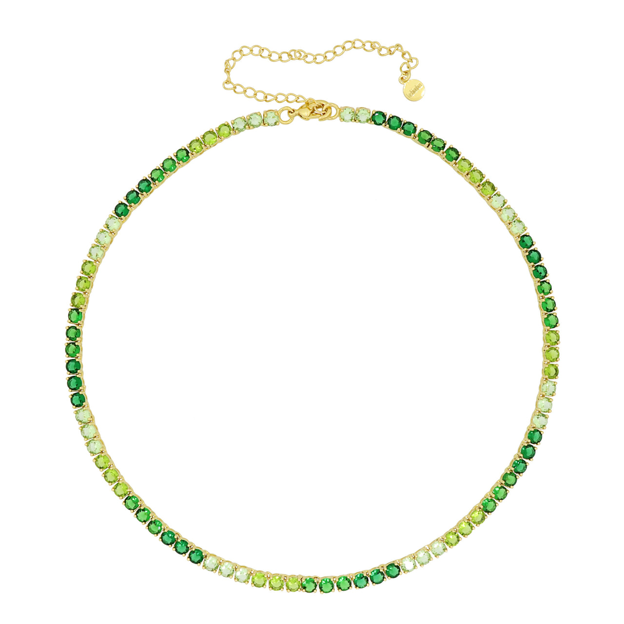 Gigi Tennis Necklace Gradient Green/Gold  4mm