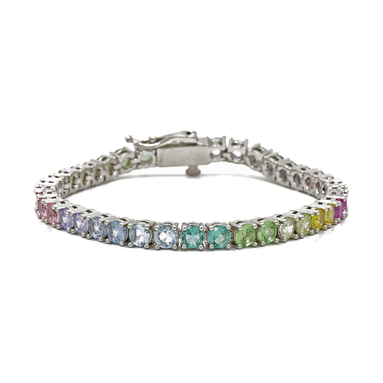 Gigi Tennis Bracelet Pastel Rainbow/Silver 4mm