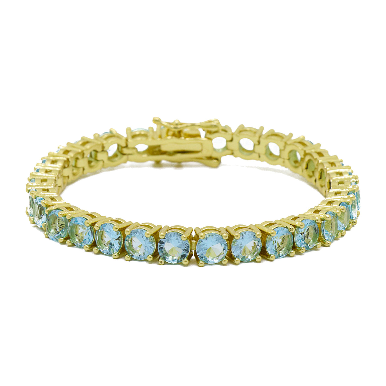 Gigi Tennis Bracelet Light Blue/Gold 5mm