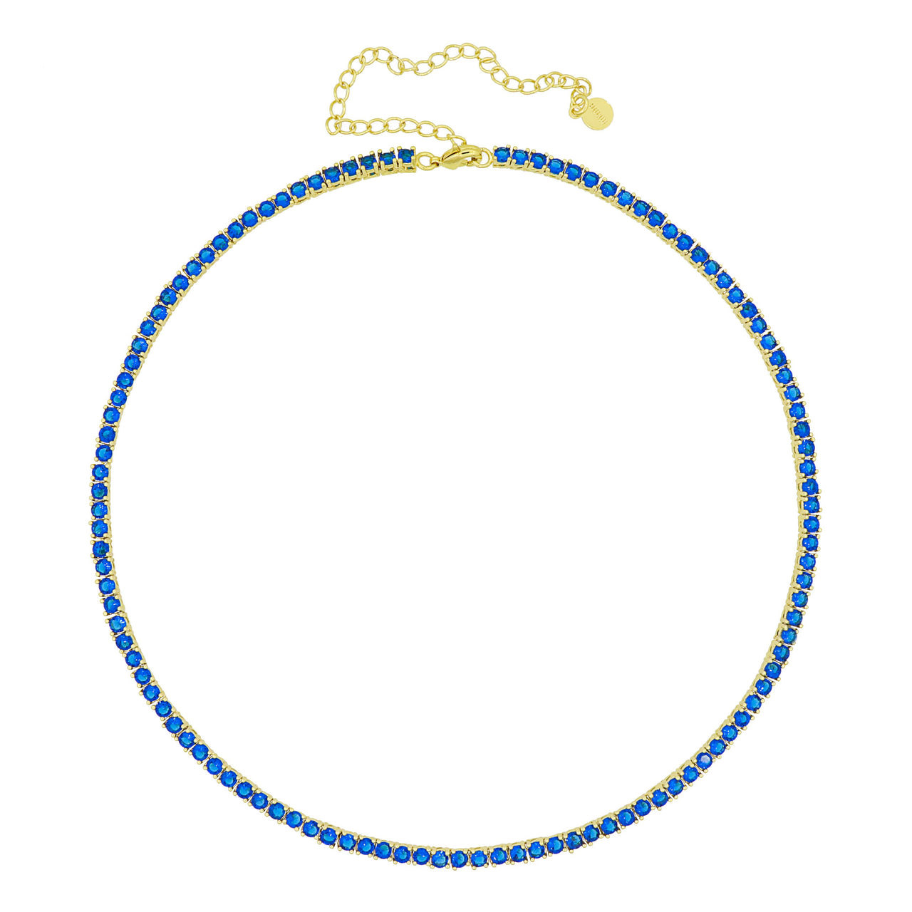 Gigi Tennis Necklace Blue/Gold 3mm