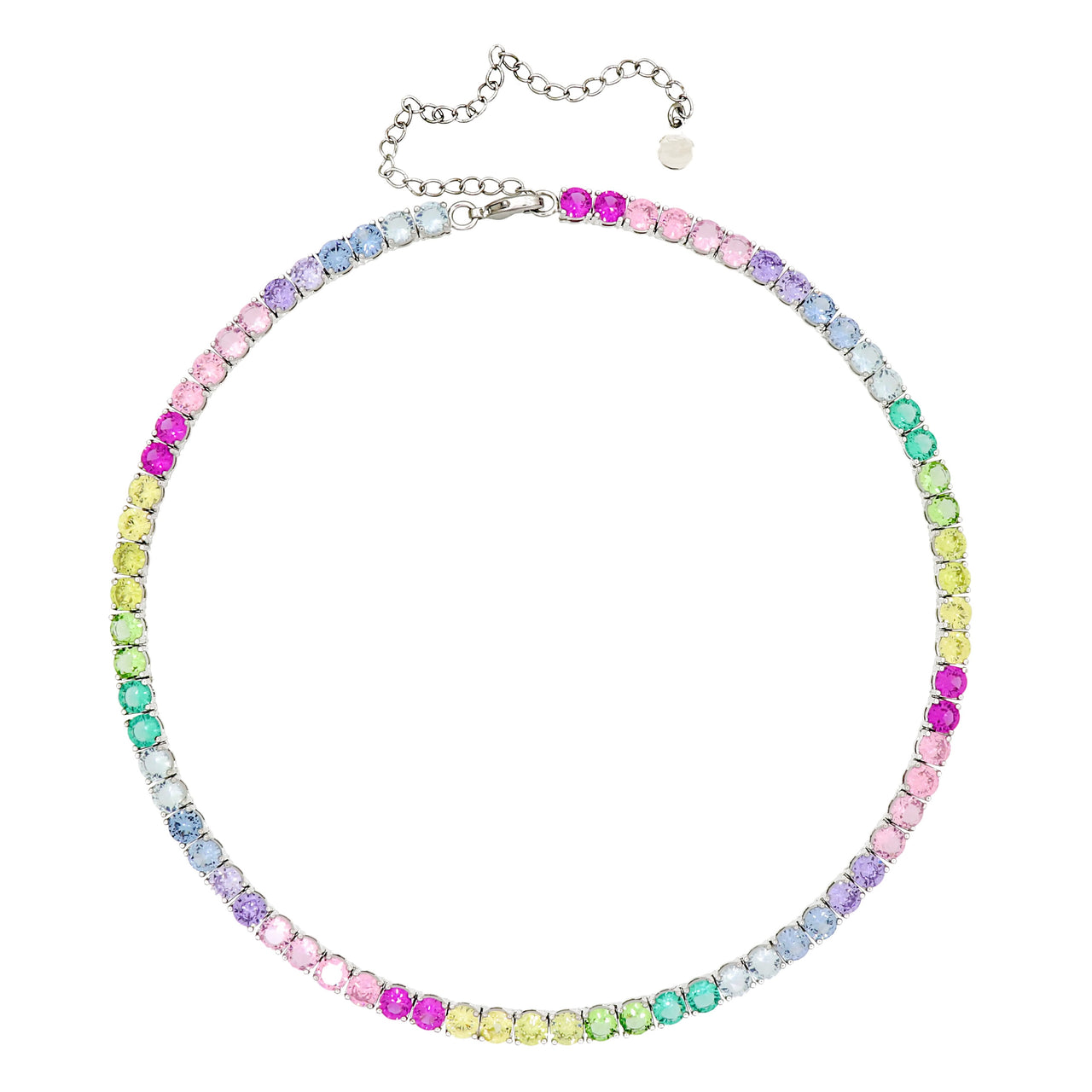 Gigi Tennis Necklace Gradient Pastel 5mm Rainbow/Silver