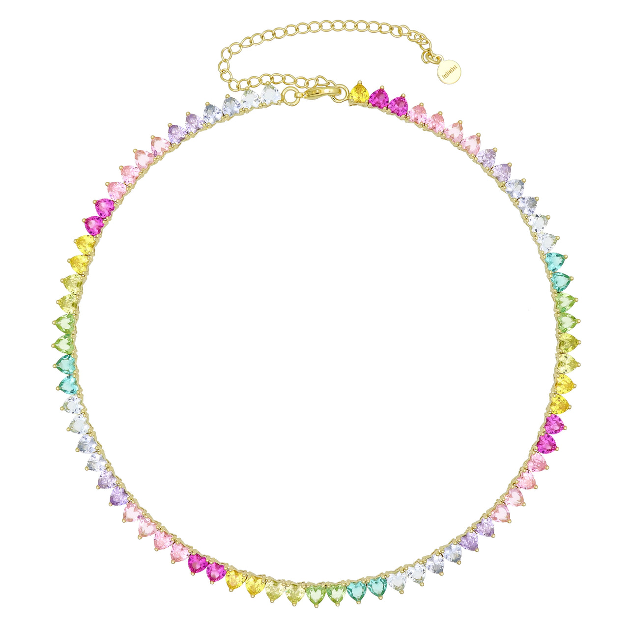 Heartly All Around Pastel Rainbow Necklace Gold Plated