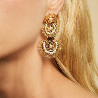 Yuca 2 rows earrings gold