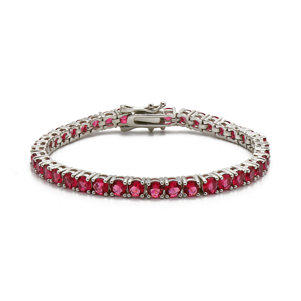 Gigi Tennis Bracelet Hot Pink/ Silver